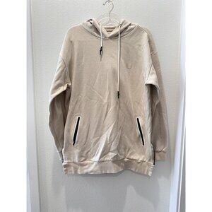 Asrv Technical Sportwear Men's Beige Long Sleeve Pullover Hoodie Size Large